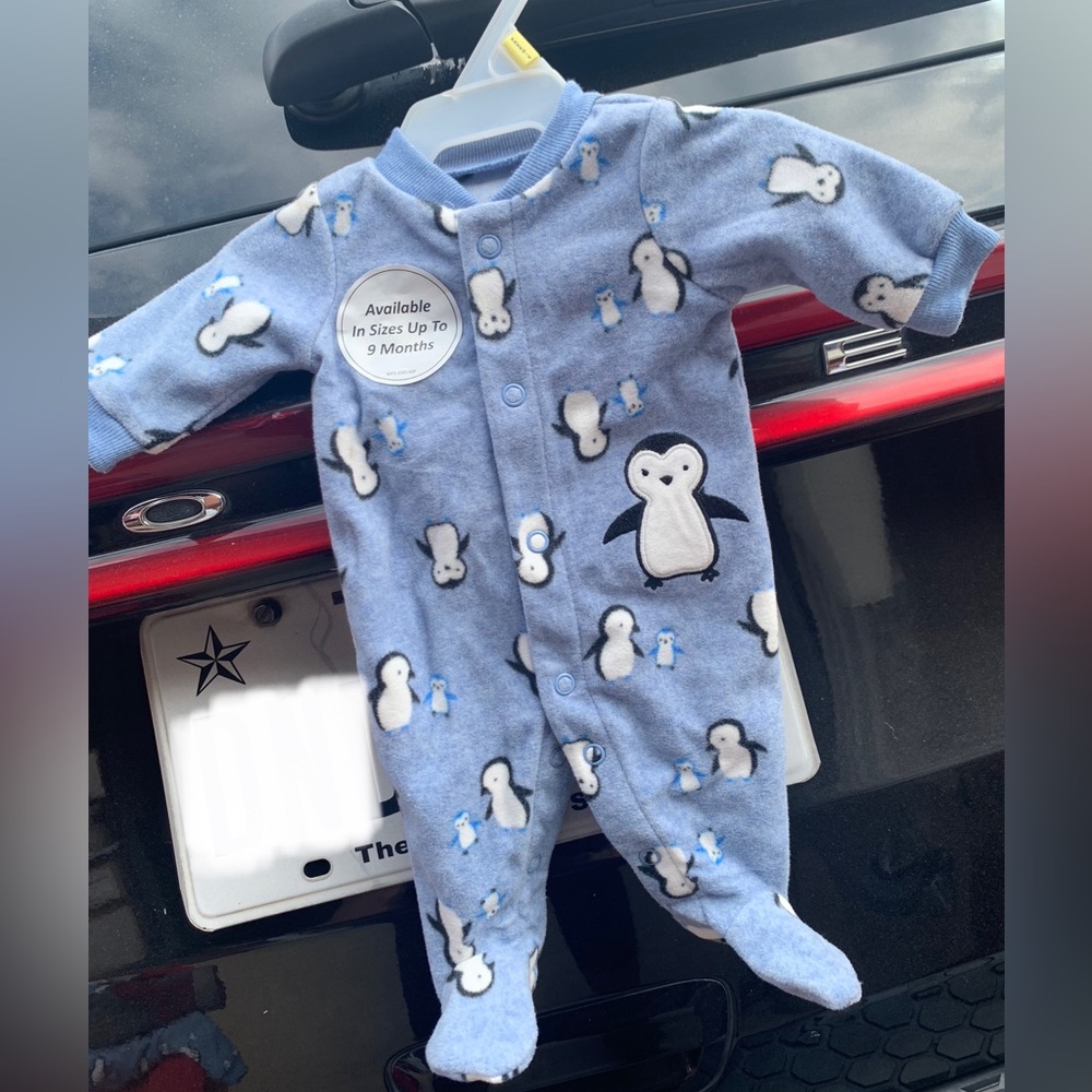 NEW CARTERS Child of Mine premature preemie onesie winter penguin blue baby boy